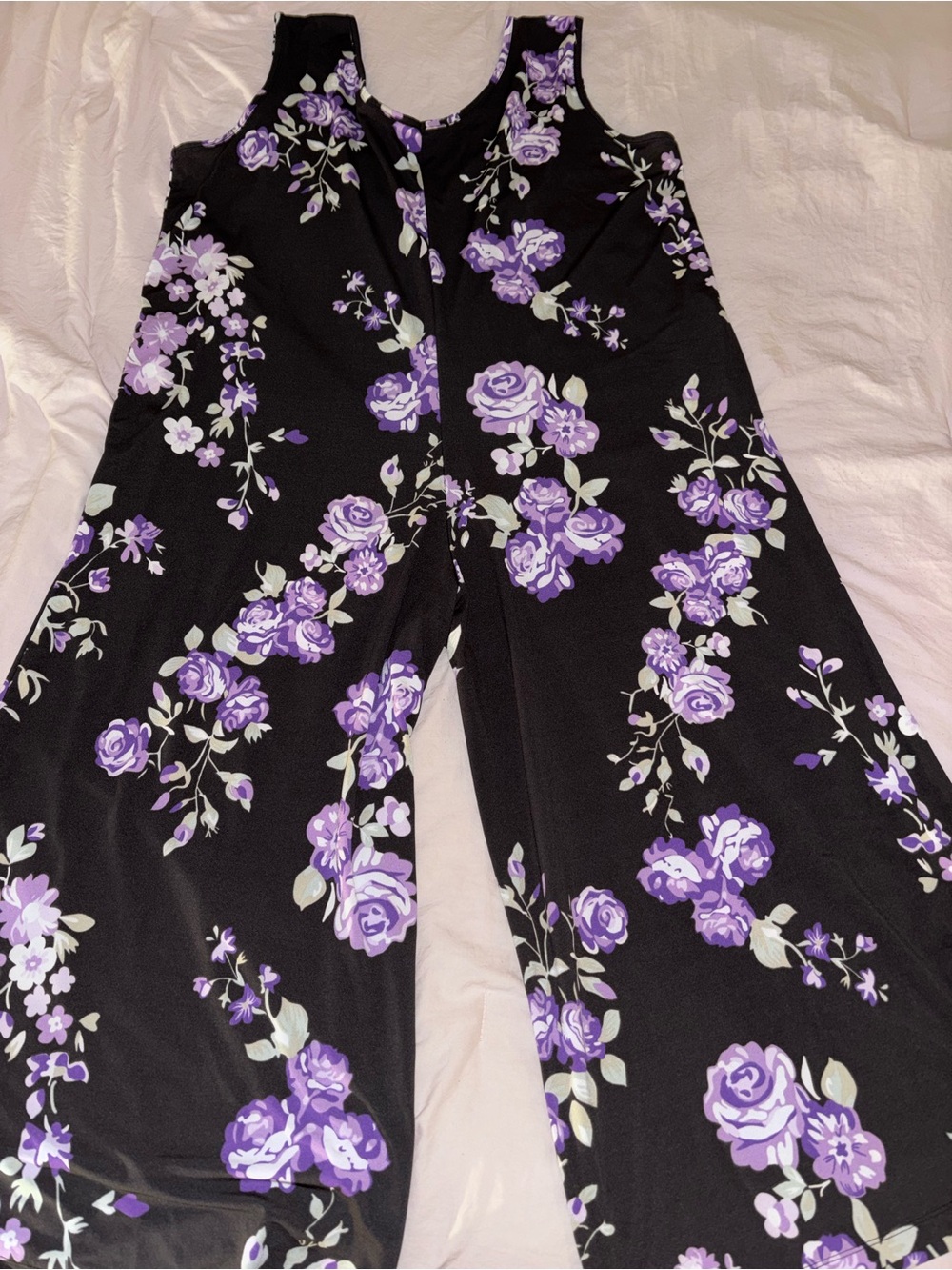 LuLaRoe Black Jumpsuit with Purple Floral Print - Picture 4 of 4